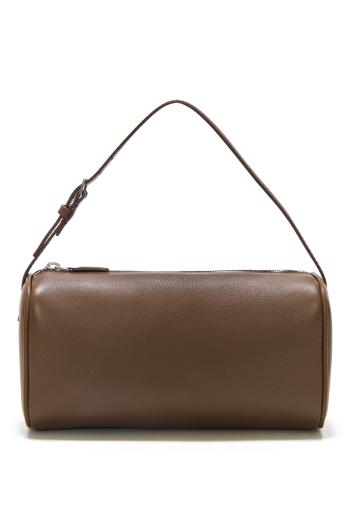90's leather top handle bag in tawny brown 