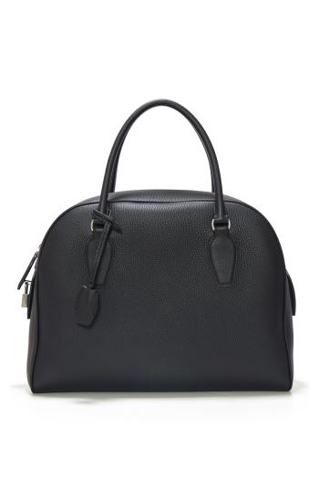India 12 leather bowling tote bag in black 