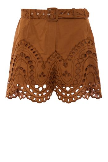 Dune broderie cotton shorts in marron