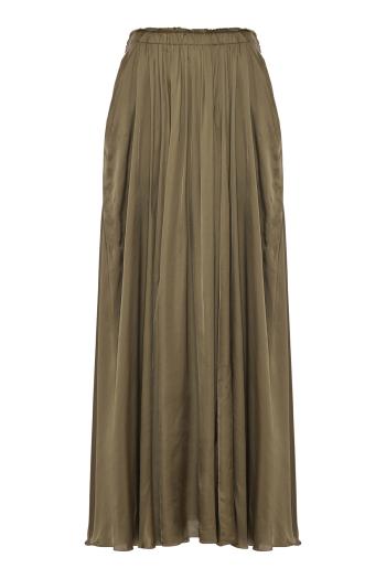 Frida satin maxi skirt in military 