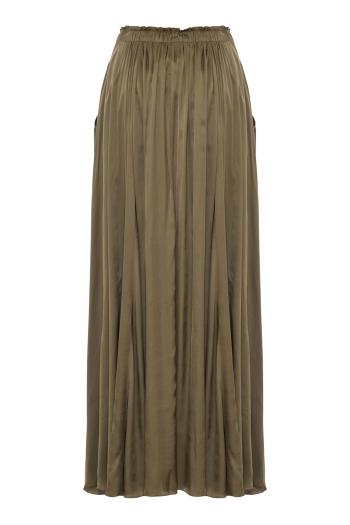 Frida satin maxi skirt in military 