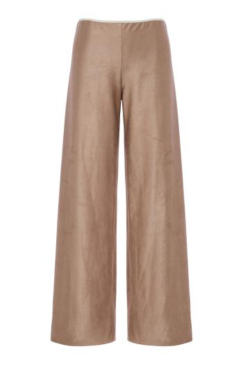 Satin wide leg pants in taupe