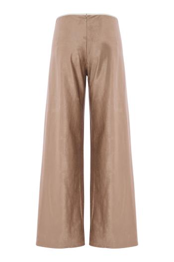 Satin wide leg pants in taupe