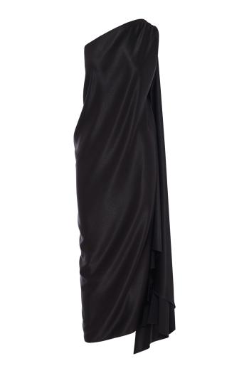 Dea one-shoulder satin maxi dress in black 