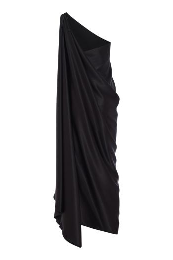 Dea one-shoulder satin maxi dress in black 