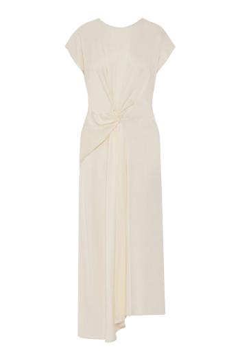 Aria twisted satin midi dress in ivory