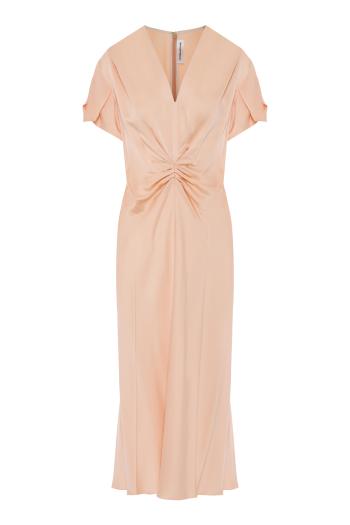 Eve ruched satin midi dress in blossom