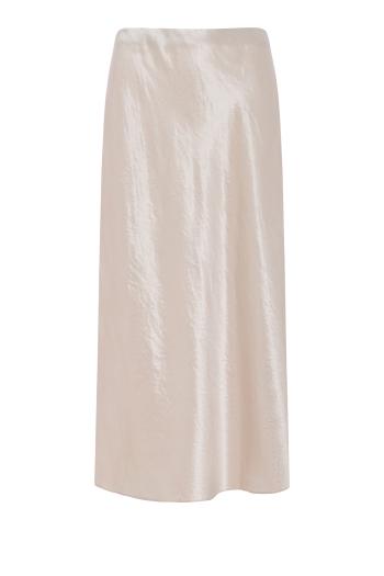 Crinkled satin midi skirt in champagne 