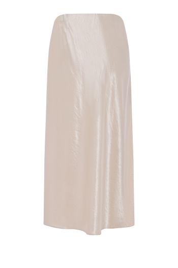 Crinkled satin midi skirt in champagne 