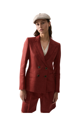 Bastien linen blazer in cherry 