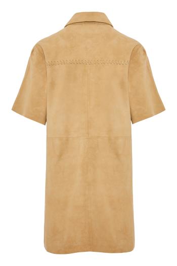 Chloe suede mini shirt dress in fawn