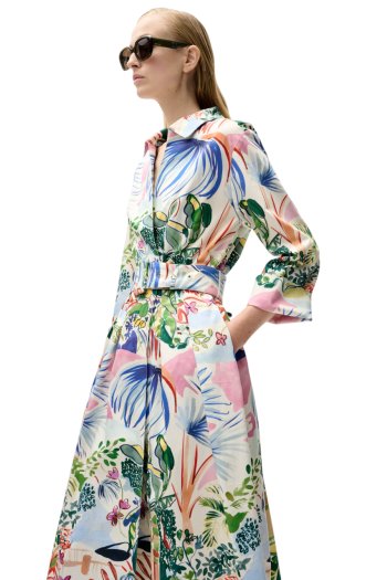 Enes printed cotton-blend midi dress in off-white 