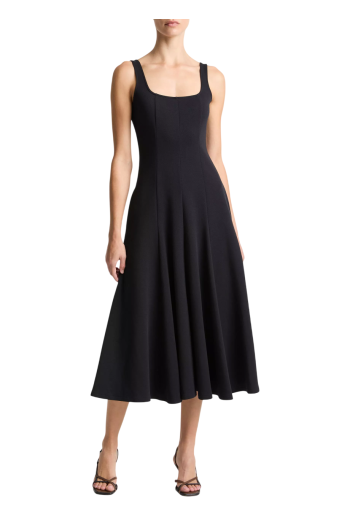 Square seamed cotton midi dress in eclipse 
