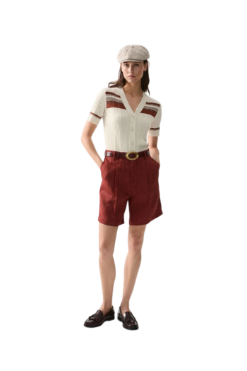 Beach linen shorts in cherry 