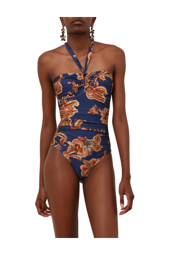 Aster printed swimsuit in navy 
