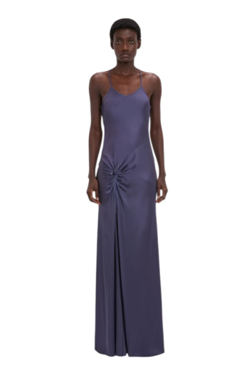 Draped satin gown in eclipse 