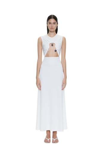 Hiero embellished jersey maxi dress in white 