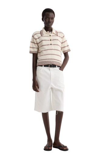 Knitted cotton top in cream 