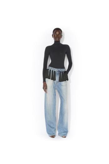 Tasseled denim pants in blue