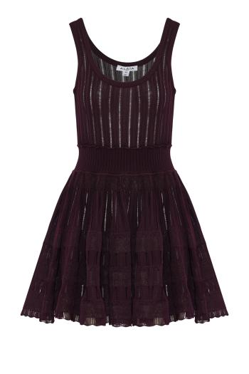 Pleated crinoline mini dress in bordeaux 