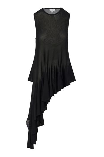 Asymmetric crepe top in black 