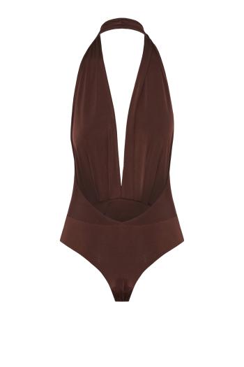 Zendaya crepe bodysuit in brown 
