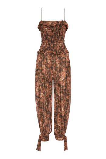 Noor smocked jumpsuit in paisley 