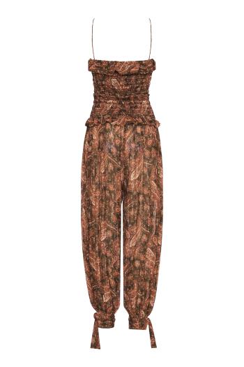 Noor smocked jumpsuit in paisley 