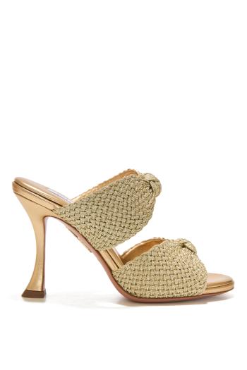 Smile 95 braided leather mules in gold 