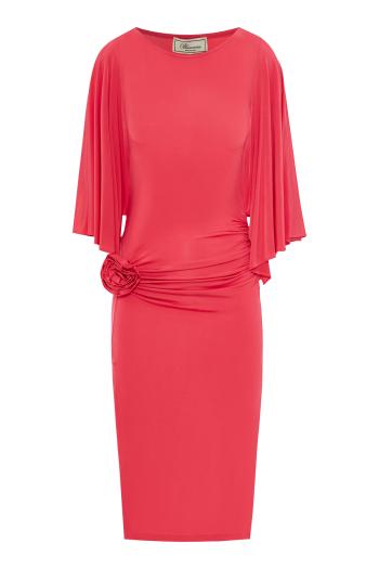 Shiny jersey midi dress in persian red 