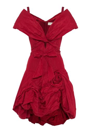 Drape Shawl-collar mini dress in red