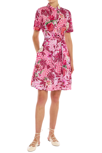Chima printed crepe mini dress in cherry 