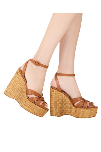 Copacabana 130 wedge sandals in tobacco 