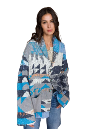 Hoppy Navajo Cotton Cardigan in sky 