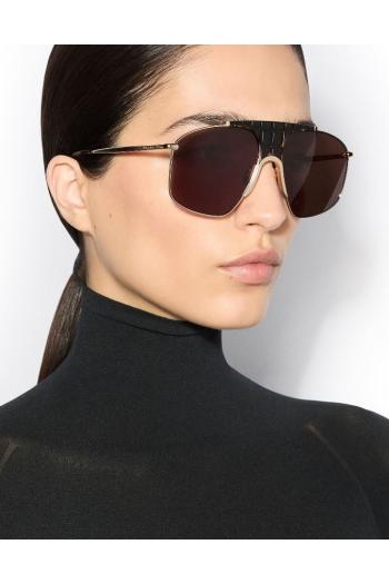 098S gold-tone aviator sunglasses in brown 