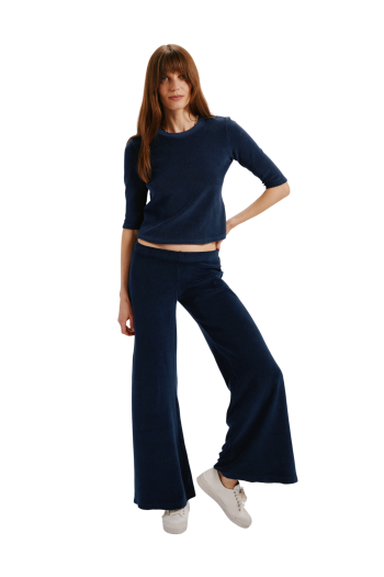 Corfu cotton-blend terry sweater in navy 
