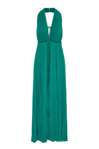 Raissa plisse open-back gown in green