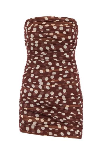 New Ambra polka-dot chiffon mini dress in brown 