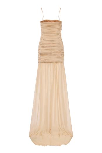 Ambrosia silk-chiffon maxi dress in nude 