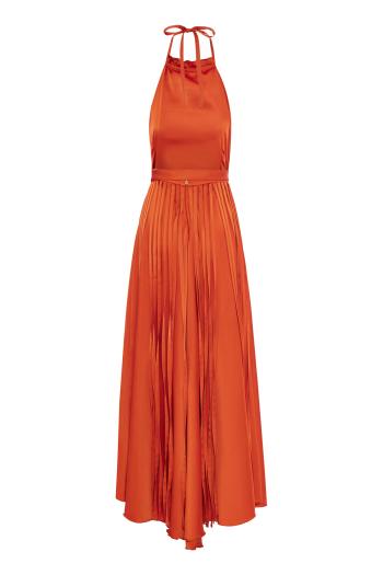 Georgia plisse satin maxi dress in sienna