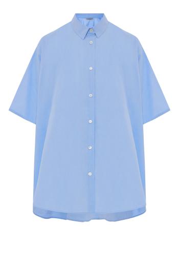 Wide cotton-poplin shirt in sky 