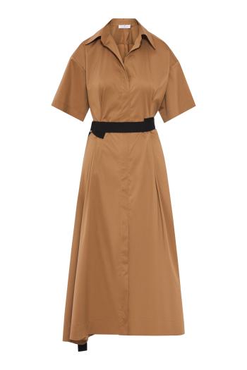 Cinta cotton-poplin midi dress in biscotto