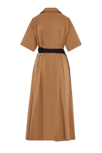 Cinta cotton-poplin midi dress in biscotto