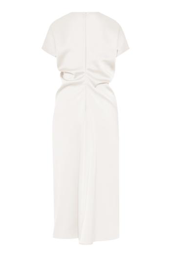 Sbieco satin midi dress in white