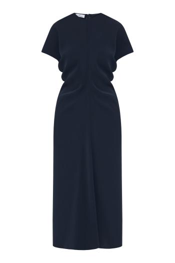 Sbieco crepe midi dress in navy 