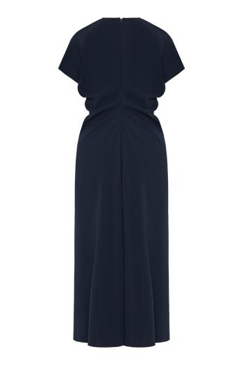 Sbieco crepe midi dress in navy 