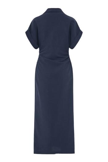 Bott linen-blend midi dress in navy 