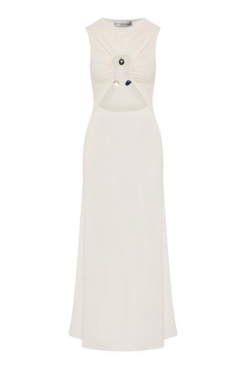 Hiero Crystal Disconnect Tank Maxi Dress in white 