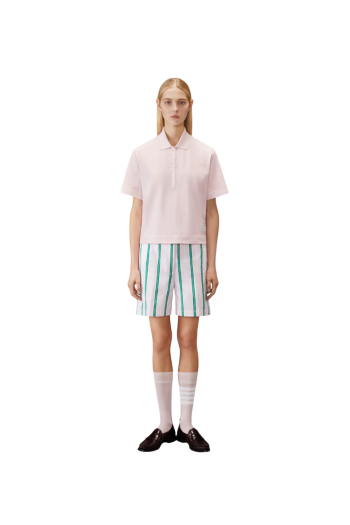 Dyed knitted polo top in light pink 
