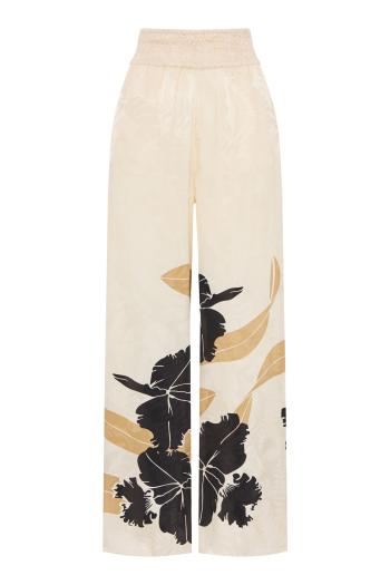 Cipriano silk-jacquard pants in black orchids